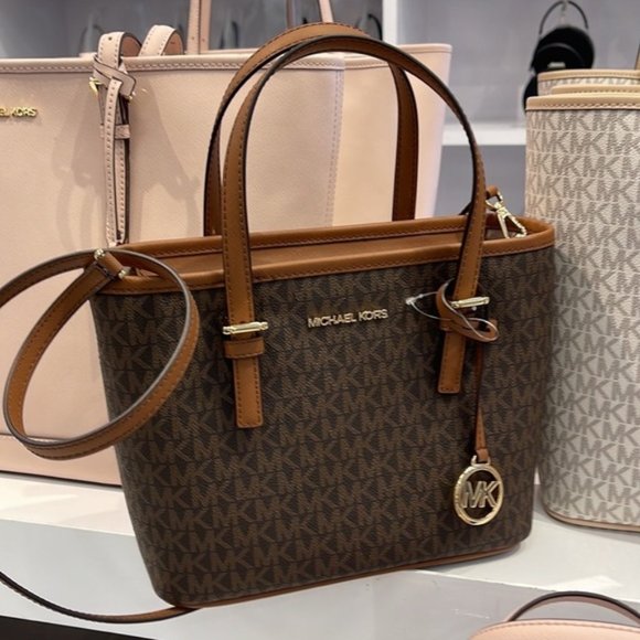 Michael Kors Jet Set Travel XS Carryall Tote Top Zip Tote Brown - Picture 2 of 16